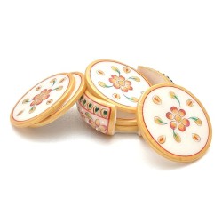 Jaipuri Craft's Marble Coaster Set Flower Painting | Home Decoration | Gift Items| Marble Handicrafts